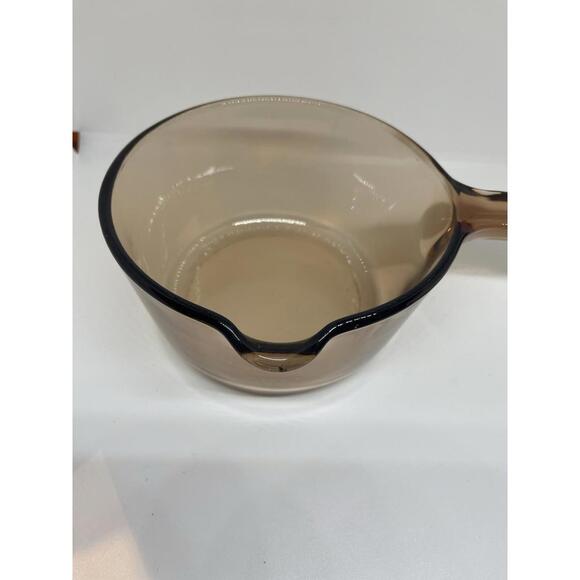 Vision Corning USA Amber Glass Sauce Pot Pan 1L with Pour Spout No Lid - Picture 2 of 10